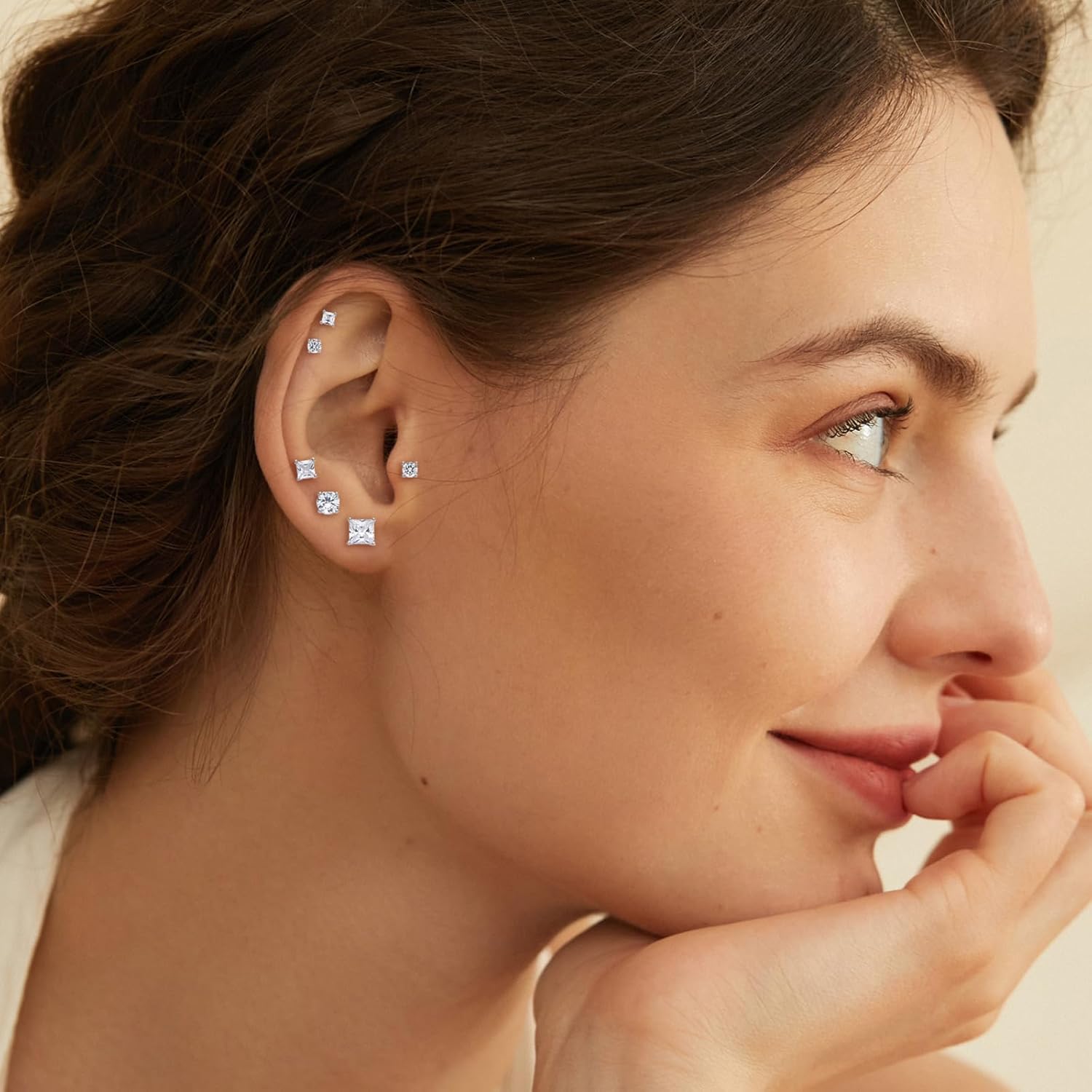 6 Pairs 14K Gold Plated Cubic Zirconia Earrings - S925 Silver Posts Hypoallergenic, Dainty Women’s Jewelry Set for Daily Wear & Gifting - Image 2