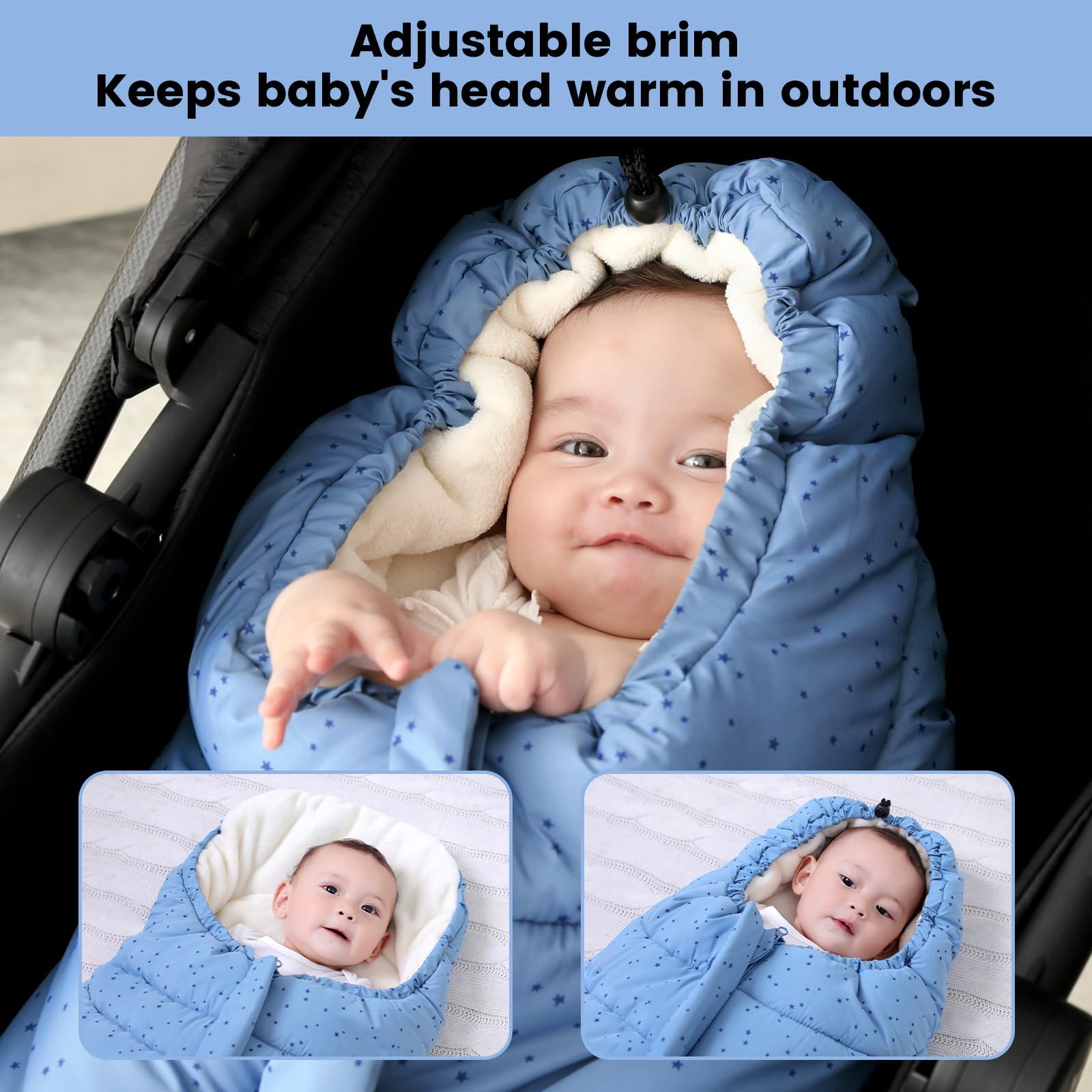 WYTbaby Chancelière d'hiver avec fermeture éclair - En polaire chaude - Pour poussette universelle