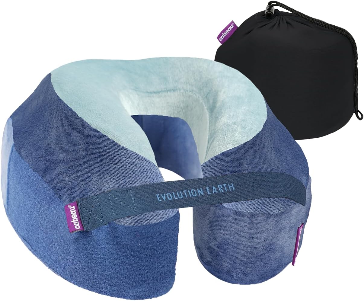 Cabeau Evolution Earth Deluxe Memory Foam Travel Neck Pillow The Best Travel Pillow with 360° Head, Neck and Chin Support (Water) Cabeau Evolution Earth Deluxe Memory Foam Travel Neck Pillow The Best Travel Pillow with 360° Head, Neck and Chin Support (Water)