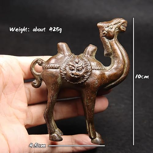 Miniatura 5 de Decoración para el hogar de latón, 3.9 x 1.8 in, cobre antiguo, estatua de camello bactriano, ornamento de escritorio, figura de animales de ruta de