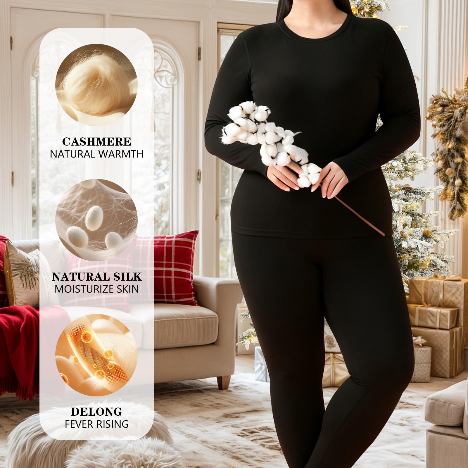 Conjunto Ropa Interior Térmica Mujer Set Funcional de Invierno Capa Base Camiseta Manga Larga Térmica Pantalon para Cálida y Transpirable