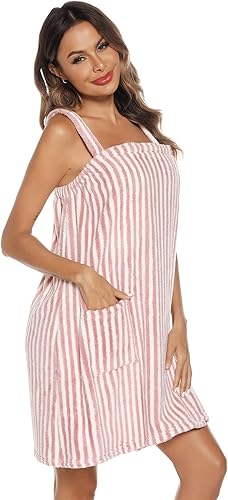 Miniatura 2 de Veseacky Toalla de baño para mujer con bolsillo ajustable y diadema facial S-3XL