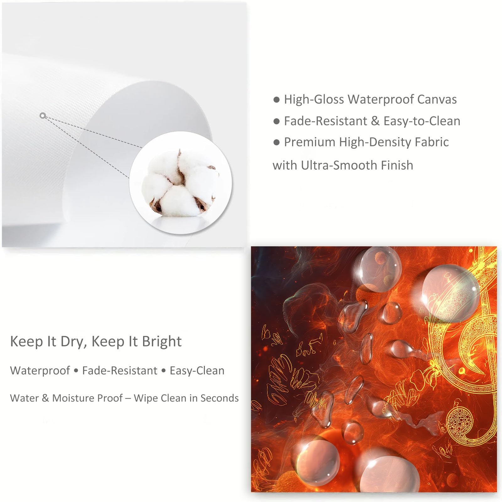 Generisch Orangerot Musik Musiknoten Flamme Modernes Leinwandbild 140L x 70B cm mit Rahmen, Modern XXL Wanddeko für Wohnzimmer Geschenk Idee Einzug - Hochwertiger Kunstdruck auf Holzrahmen