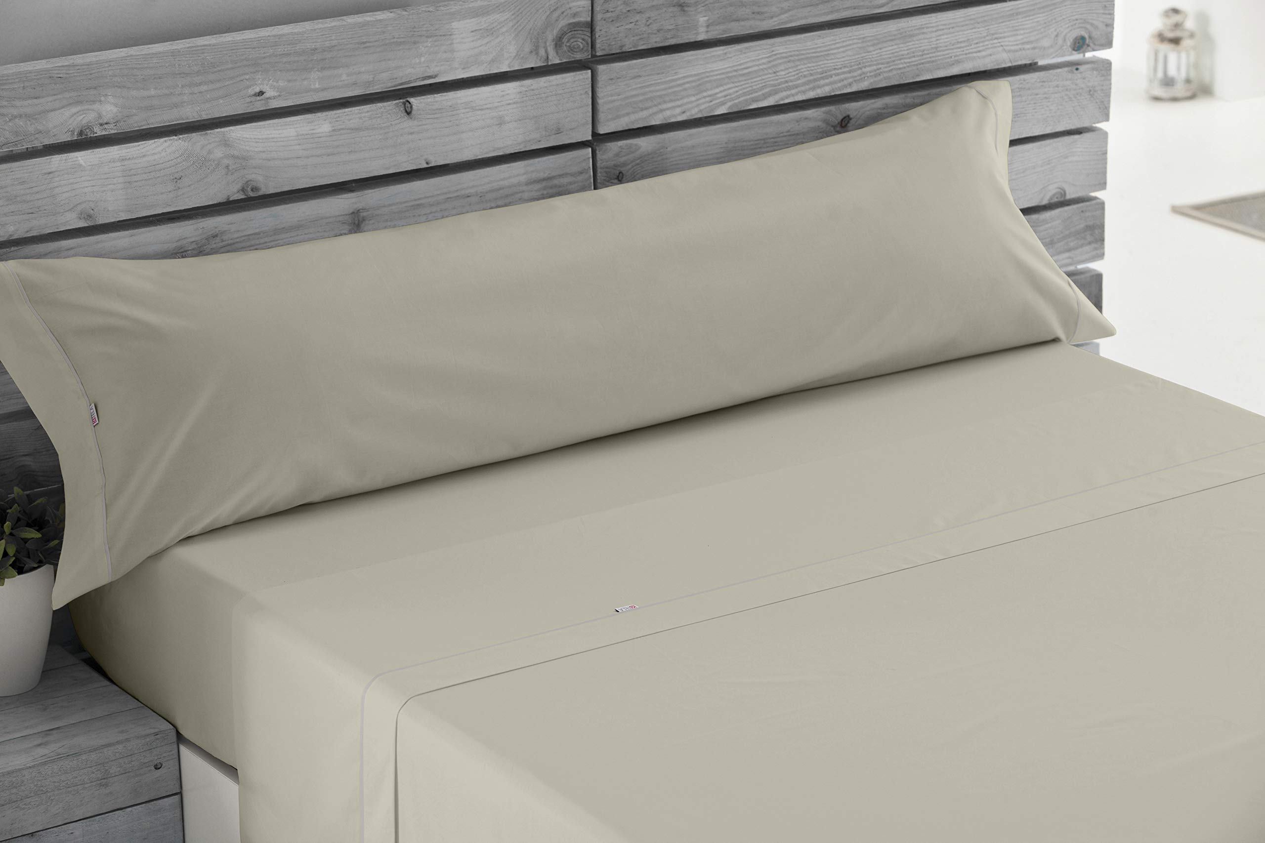 Juego de sábanas liso color piedra Cama de 150 (3 piezas) -50% algodón / 50% poliéster - 144 hilos. Gramage: 115