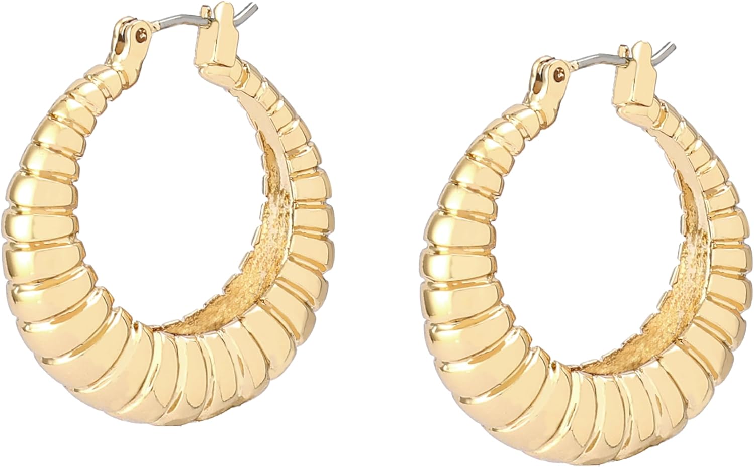 Robert Lee Morris Soho Women's Ribbed Tube Hoop Earrings - Image 2