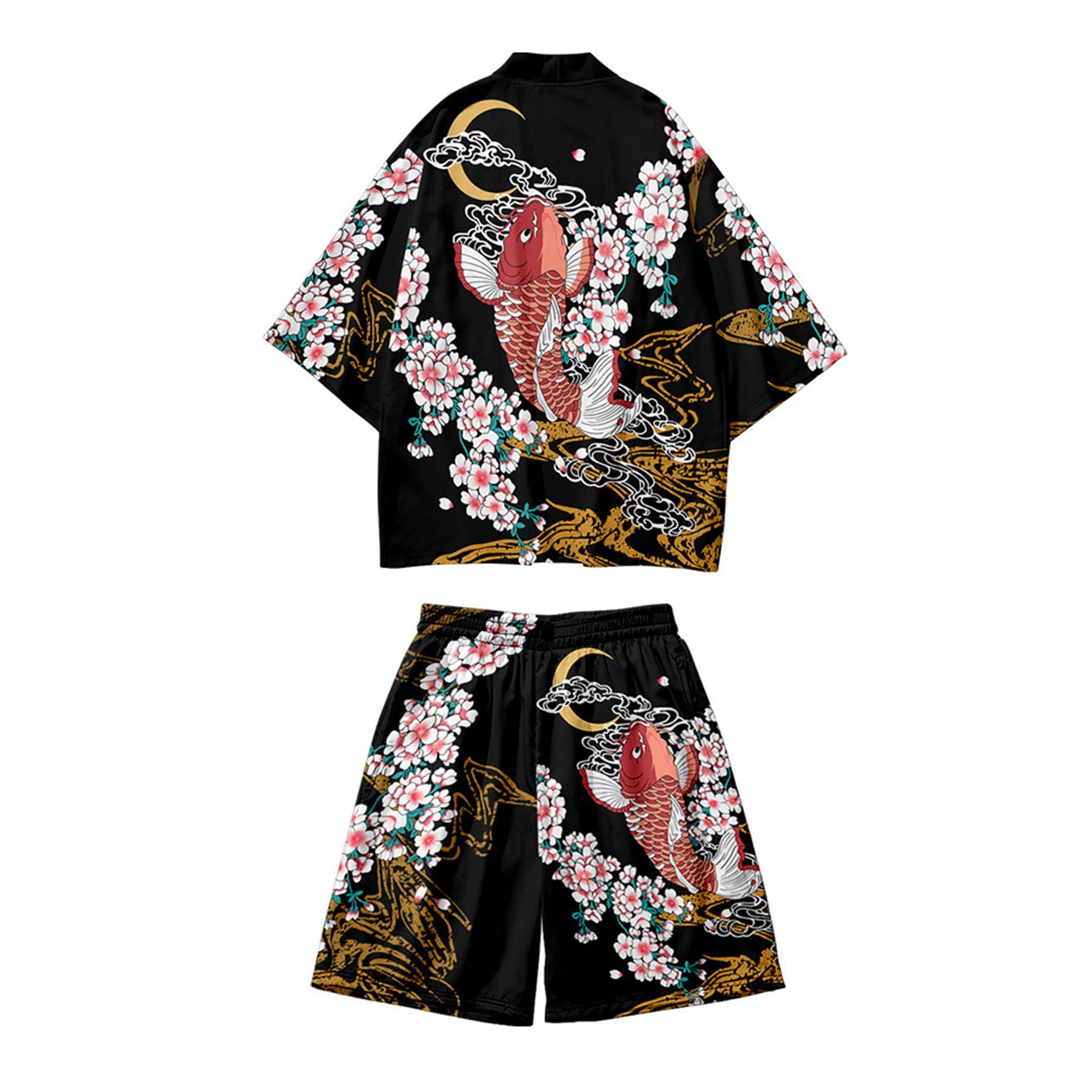 Men's Japanese Kimono Set 2 Piece Shorts Sets Summer Beach Vacation Outfits