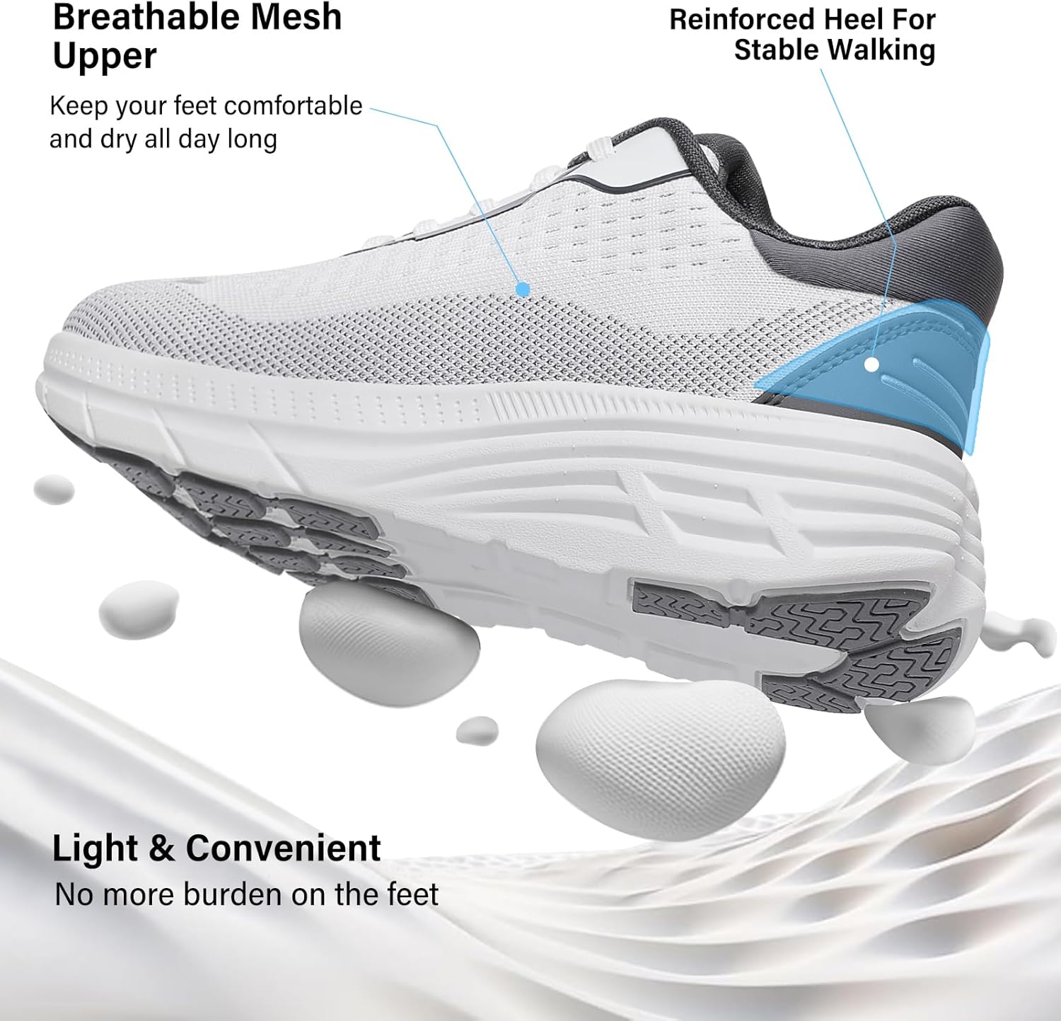 Women's Wide Toe Box Walking Shoes–Non Slip Comfortable Cushioned Fashion Sneakers for Bunions Lightweight Zero Drop Tennis Running Shoe with Roomy Fit - Image 5