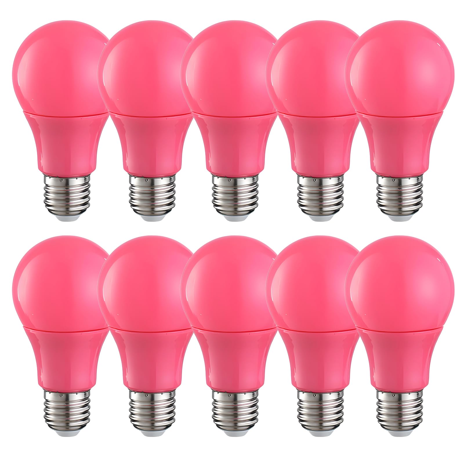 HUAMu E27 LED Light Bulb Pink, 30 Watt Equivalent, Lighting Bulbs for Christmas Holiday Halloween Party Decoration, A60 LED Lighting Coloured Bulbs, 3W 300LM Non-Dimmable, Pack of 10 — image 1