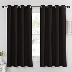 NICETOWN Blackout Curtain Panel 63 inch Long for Window - Thermal Insulated Solid Grommet Blackout Drape for Bedroom Living Room Kitchen (Single Panel, 52W x 63L, Brown)