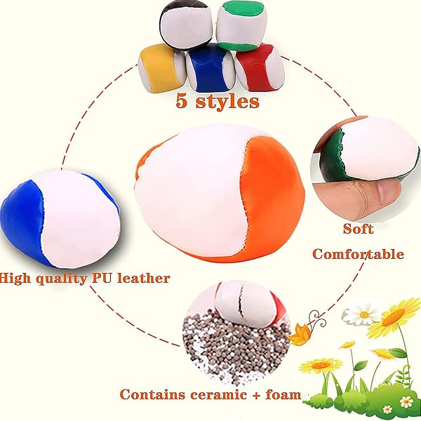 BUKLUKE Balle de Jonglage, 5 Pcs Jeux de Balle pour Enfants, Educational Balle Chamboule Tout, Jeux Au Balle Jonglerie pour Intérieur et Extérieur - 4