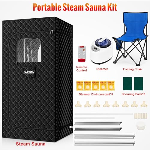 Miniatura 5 de Tienda portátil de sauna de vapor 31.5 * 31.5 * 70.9 in, negro