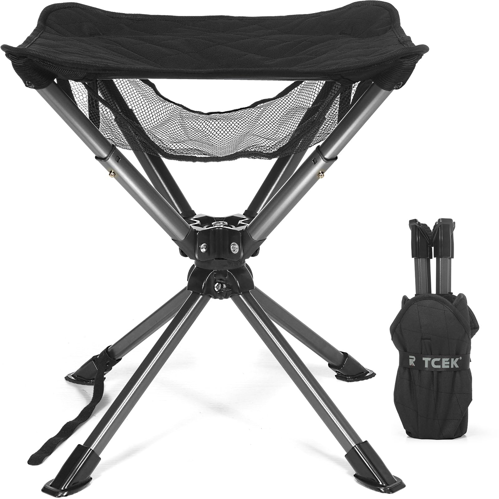 Swivel Portable Camping Stool, Collapsible Folding Outdoor Stools for Adults, Foldable Lightweight Compact 360 Stool Chair for Hiking Fishing Travel, Support 300 LBS