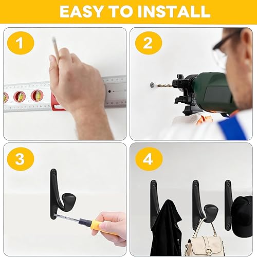 Miniatura 7 de Paquete de 10 ganchos de pared para colgar, ganchos de metal resistentes para doble capa, incluye accesorios para baño, dormitorio, armario y cocina