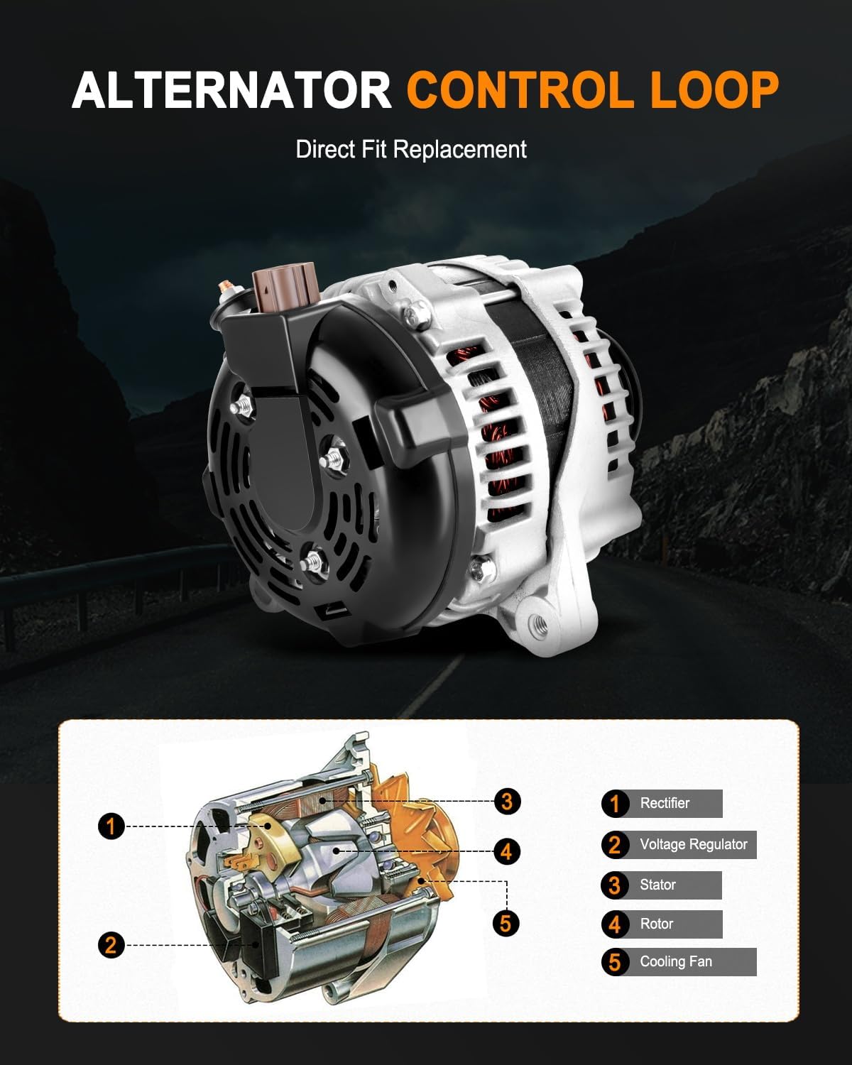 ASAPE 11034 New Alternator Fit for 2005-2010 for Scion tC 2004-2006 for Toyota Camry 2004-2007 for Toyota Highlander 2004-2008 for Toyota Solara, 104210-3880, 9664219-388,27060-28260,AL3317X
