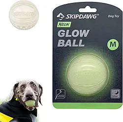 SKIPDAWG Squeaky Glow Ball – Brinquedo de 6,3 cm para cães pequenos e médios, ilumina no escuro, flutua na água