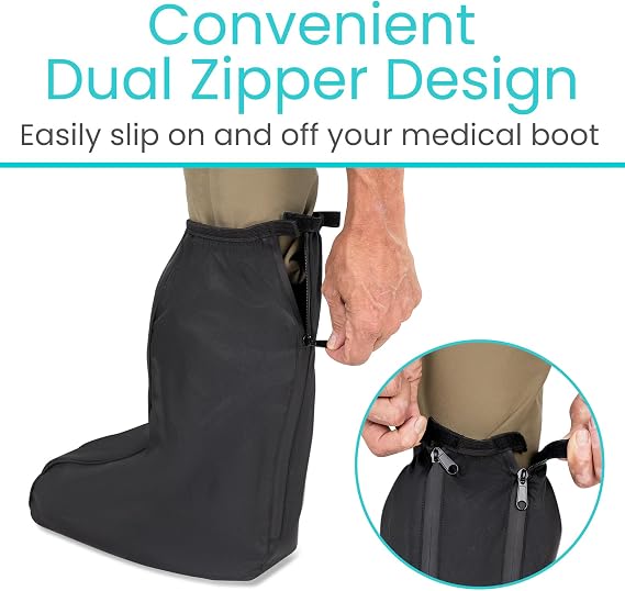 Vive Walking Boot Cover Waterproof - for Medical Orthopedic Brace & Cast, Fractured Foot Accessories - Prevents Moisture, for Outdoor, Rain, Snow Protection - Non-Slip, Adjustable