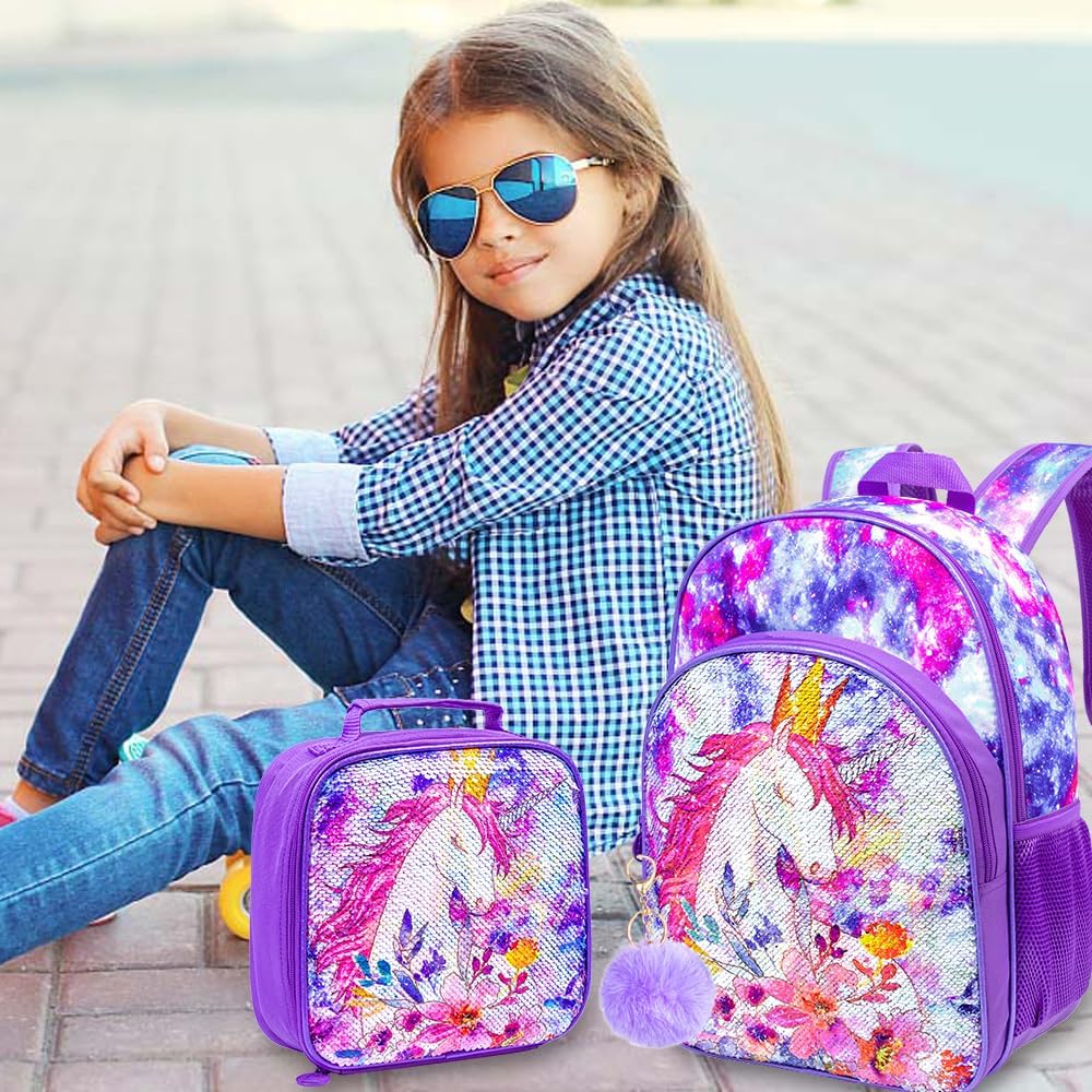 Ulab Girl School Bags Shoulder Kids Unicorn Sequin Backpack And