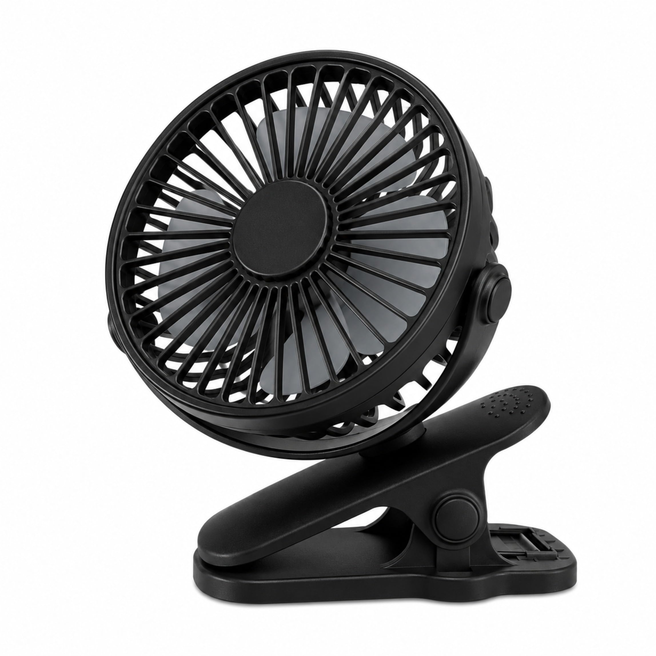 MUNTRADE Pack 5 Ventiladores de Mesa Negro con Clip Recargable USB | 3 Velocidades, Batería 800 mAh, Mini Ventilador Portátil, Escritorio, Oficina, Dormitorio, Viaje y Camping
