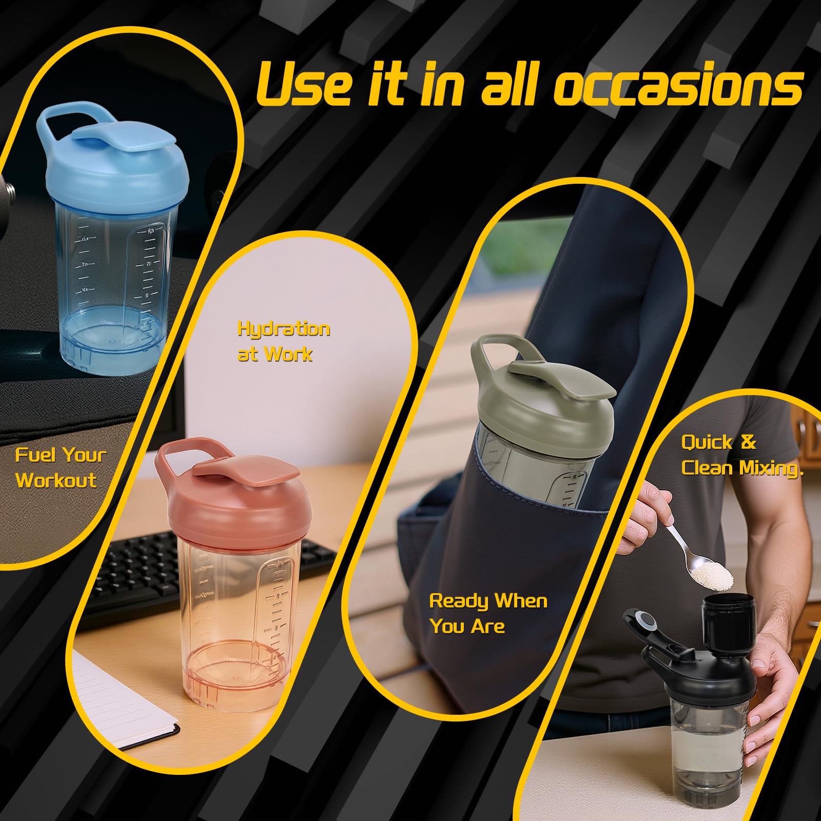 Protein Shaker Bottle 20oz, Leakproof Protein Shaker Cups for Gym, Fitness & Supplements, PETG Material(1 Pack, Blue) — Amazon image 6