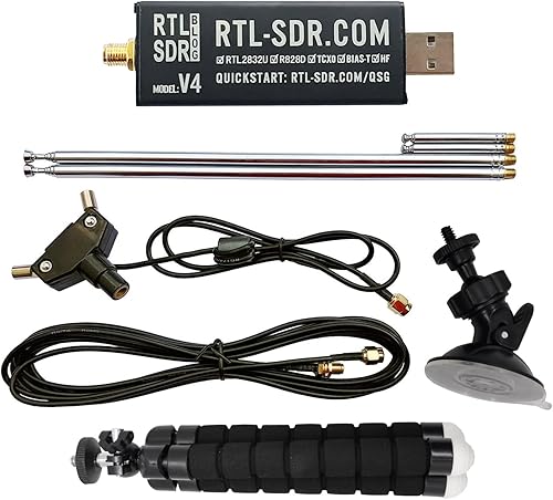 RTL-SDR Blog V4 R828D RTL2832U 1PPM TCXO HF Bias Tee SMA Radio definida por software con kit de antena dipolo