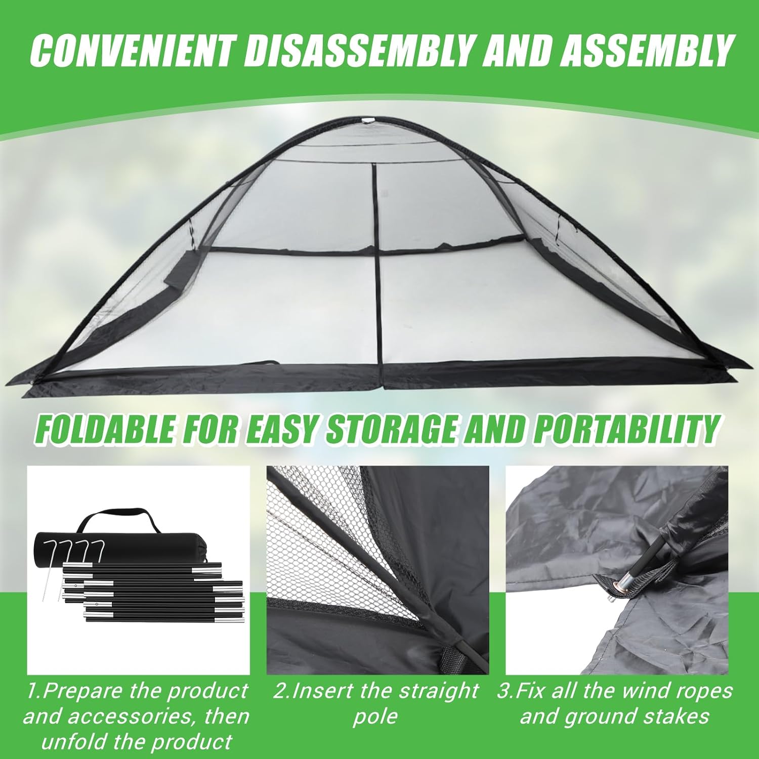 Pond Cover Dome Net 10x14 ft Netting Pond Covering Tent with Zipper Storage Straps, Fiberglass Poles, Ground Nails, Tie Ropes for Outdoor Garden Fish Pool Protection from Leaves Animals