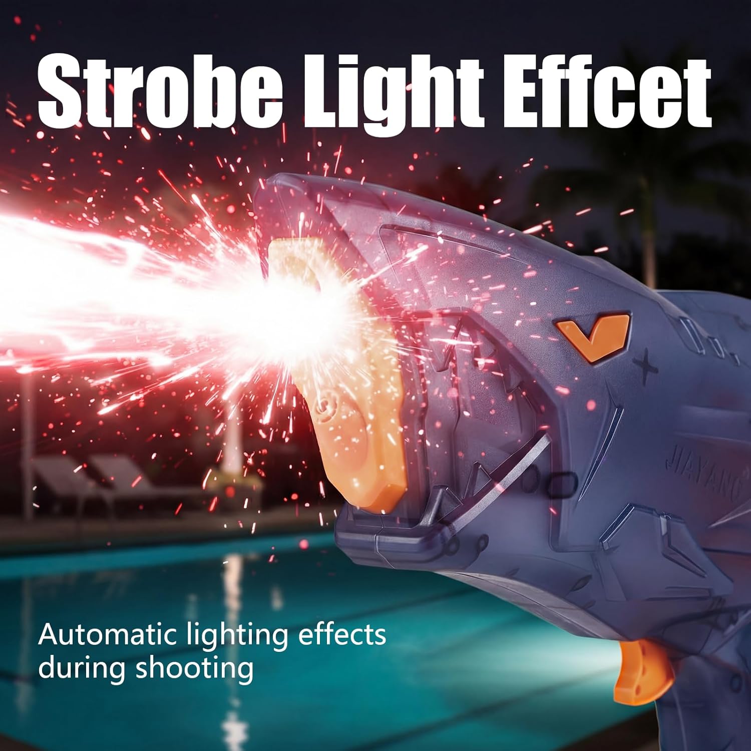 Electric Water Guns with LED Light for Adults and Kids，Powerful Automatic Squirt Gun with Large Capacity Water Storage Tank,Long Range up to 28 FT,Summer Outdoor Pool Beach Party Toys (Blue)