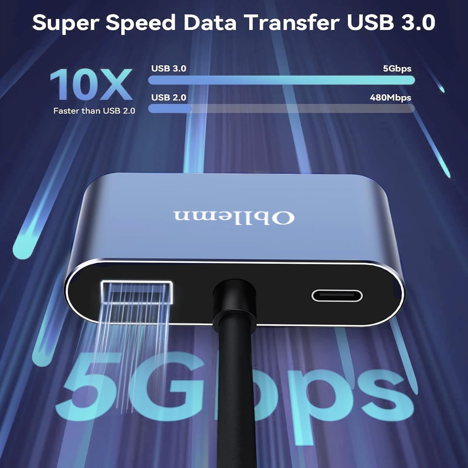 Adaptateur USB C vers VGA Hub 4 en 1 Type C HDMI 4K 30Hz USB 3.0 PD100W pour MacBook Pro Air Chromebook Dell XPS