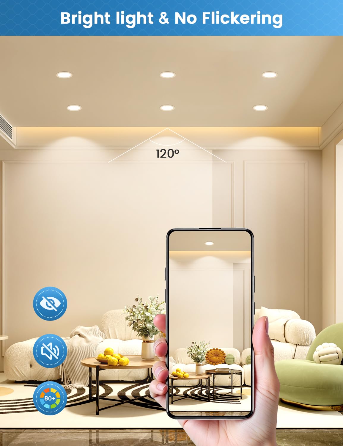 Lot de 10 Spots LED Encastrables, 5W Spots de Plafond Blanc Neutre 4000K, 450LM IP44 Spot Salle de Bain Ultramince 25 mm, Spots Encastrés Trou Ø68-80mm, 220V-240V, pour Cuisine, Salon, Chambre