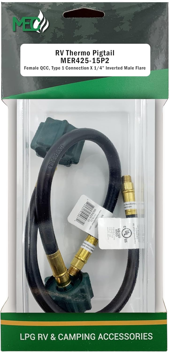 Marshall Excelsior MER425-15P2 Thermo Pigtail, 1/4" Inverted Flare X QCC - 15", Pack of 2