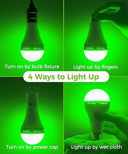Miniatura 3 de LOHAS - Bombillas verdes recargables 2 unidades, bombilla de emergencia LOHAS, bombilla de reserva de batería de 12 W para el hogar, bombilla de