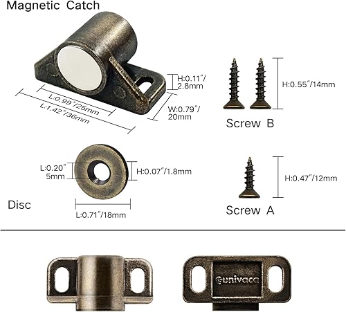 Miniatura 3 de Cerradura magnética para puerta, imanes de neodimio para puertas de gabinete, bronce (paquete de 2)