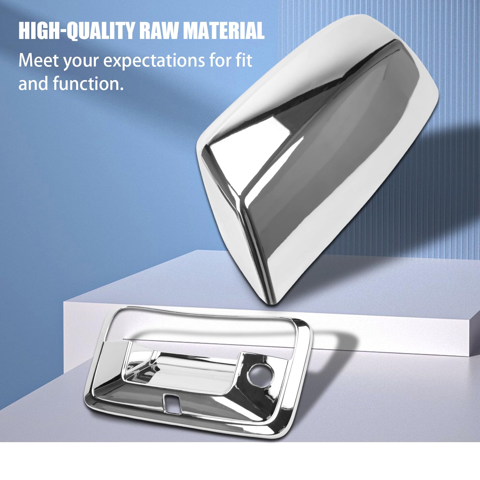 Chrome Mirror Covers + Door Handle & Tailgate Overlay For 2010-2018 RAM 1500 2500
