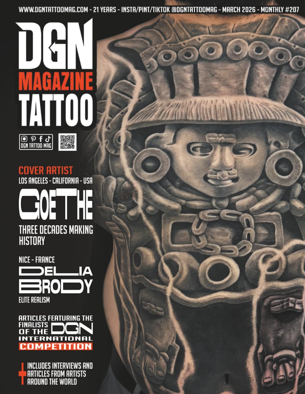 DGN Tattoo Magazine - Goethe Silva - Issue #207: Likewise, this special issue features articles by artists from diverse backgrounds and introduces ... upcoming DGN International Competition 2026.
