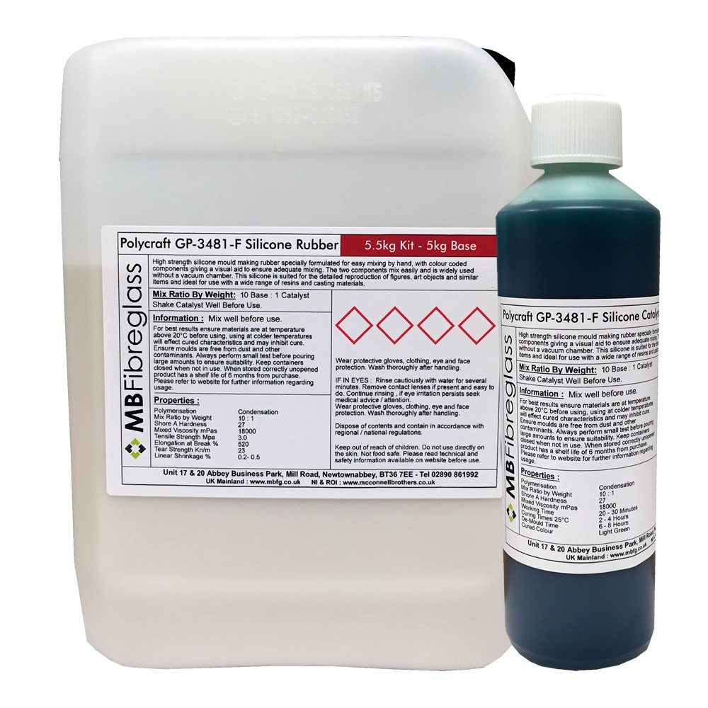 Polycraft ( Mb Fibreglass ) Green Polycraft Gp-3481F Rtv Silicone Mould Making Rubber 5.5Kg Kit ( Very Fast Catalyst) Gp3481