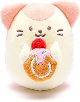 Anirollz Stuffed Animal Plush Toy 3.5" Small Fabric Squishy Ball Doll | Soft, Warm, Cute, Comfort, Safe | Birthday Pillow with Kawaii Kitty Cat with Strawberry Cake Kittiroll