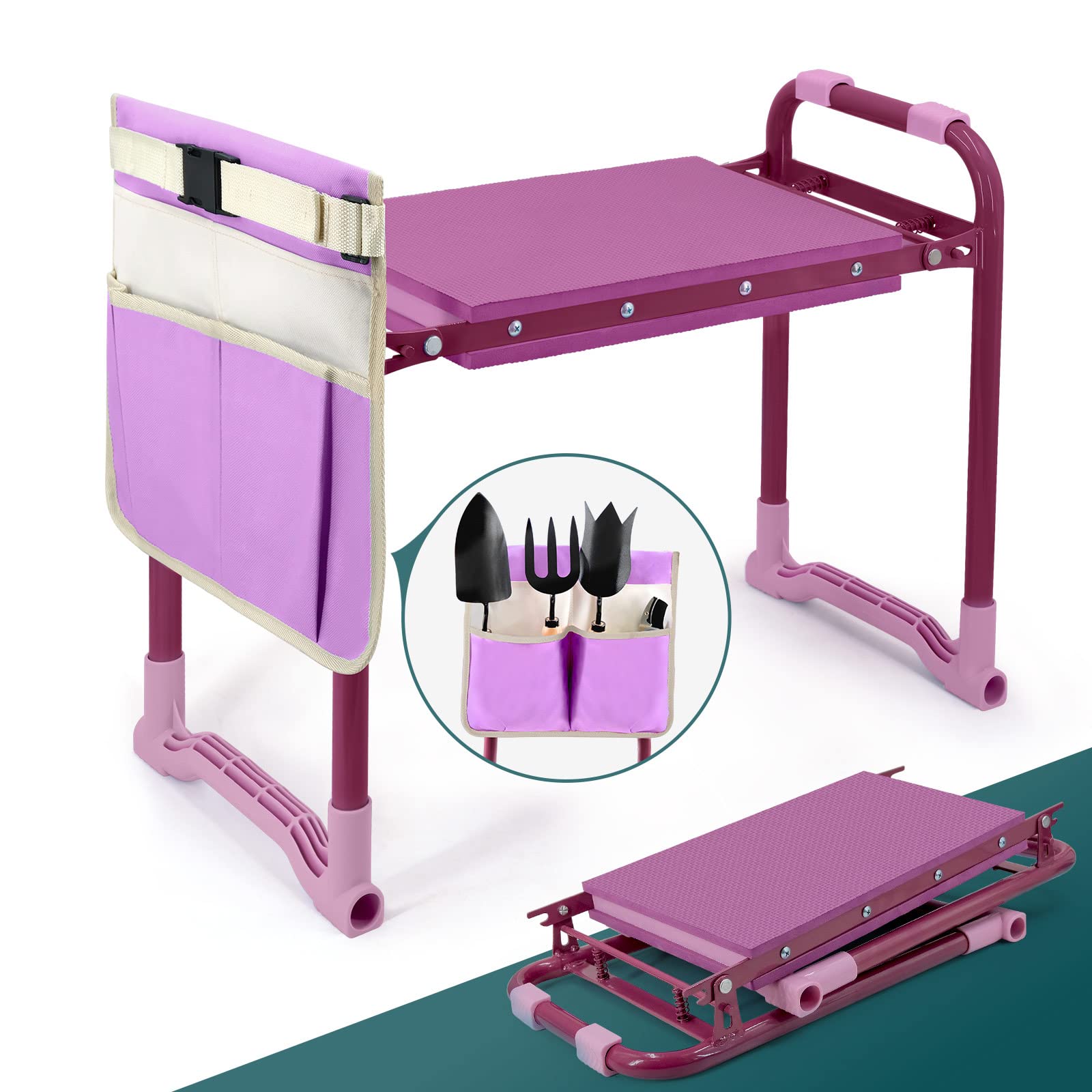 Foldable Garden Kneeler and Seat，Portable Kneeler Stool - Heavy Duty Garden Bench, Resistant Gardening Stool, Comfortable EVA Foam Cushion - Ideal for Women's Gardening， Camping...