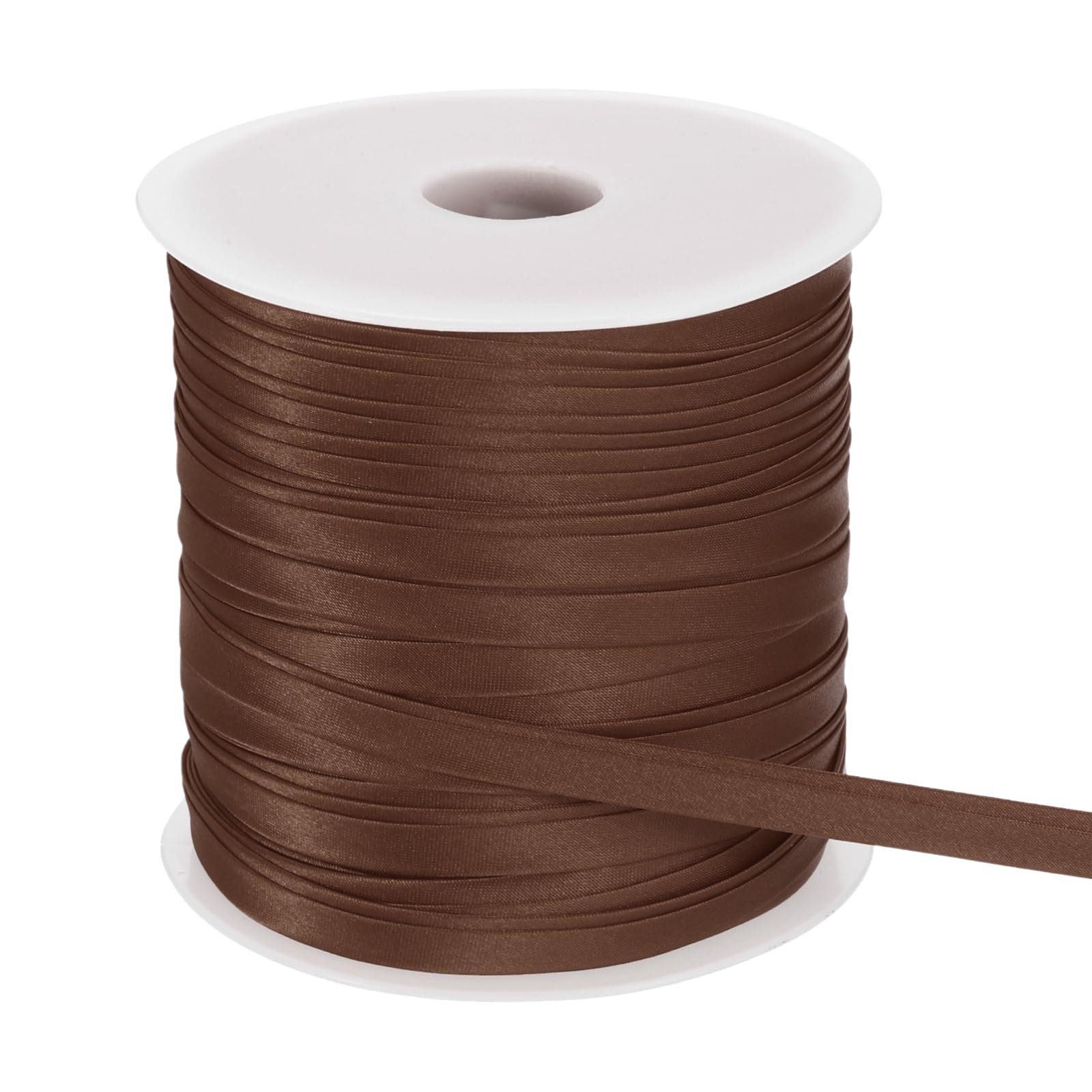 sourcing map Double Fold Bias Tape for Sewing, 3/8 Inch x 55 Yards Satin Bias Binding Tape Continuous Bulk for Quilting Binding Seaming Hemming Fabric Piping DIY Craft, Dark Coffee
