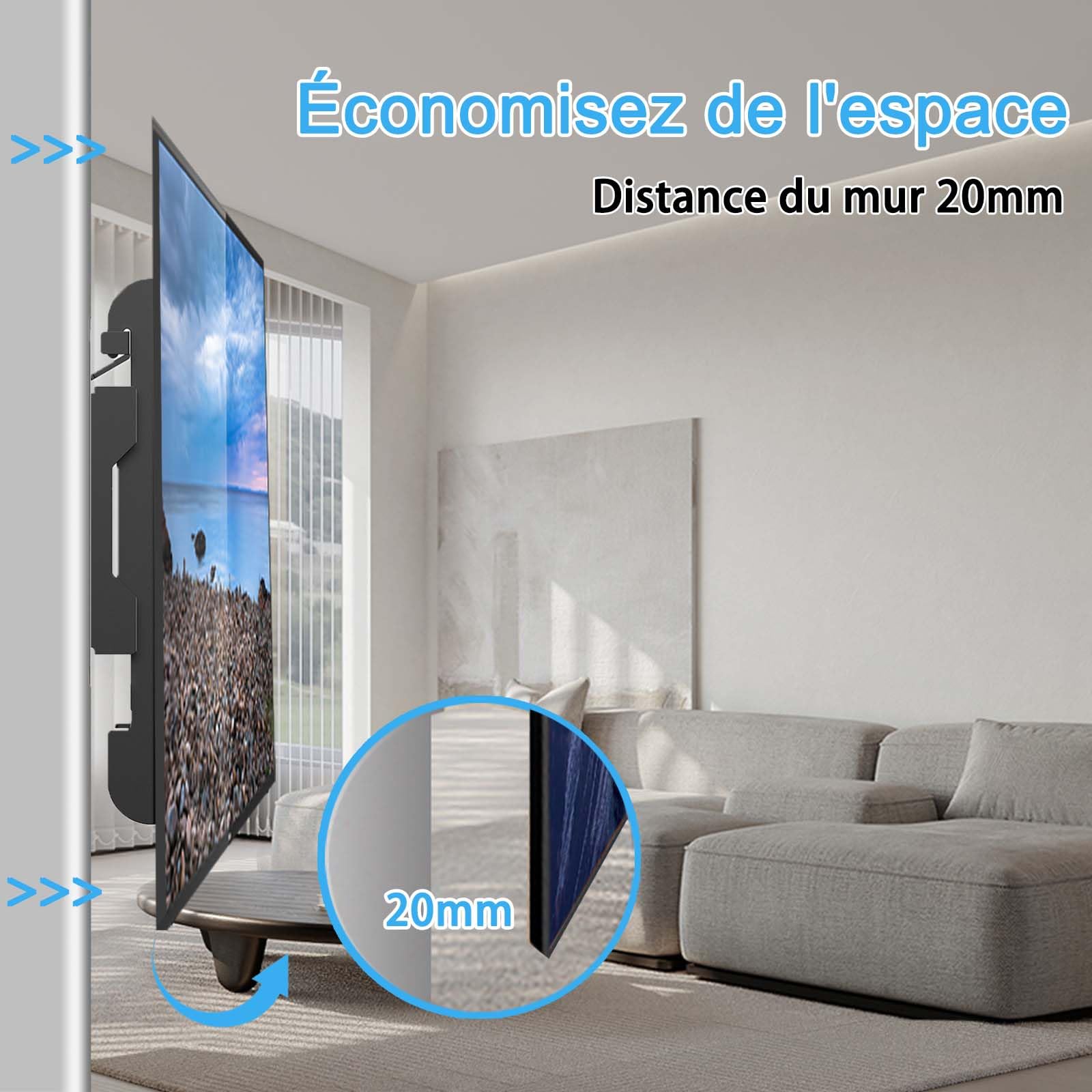 Support Mural TV Fixe pour 14-42 Pouces,VESA jusqu'à 200x200mm Poids Maximal 25KG, 19 24 27 32 37 Pouces Petit écran de télévision Ultra - Mince Support Mural pour Moniteur,Support Mural TV