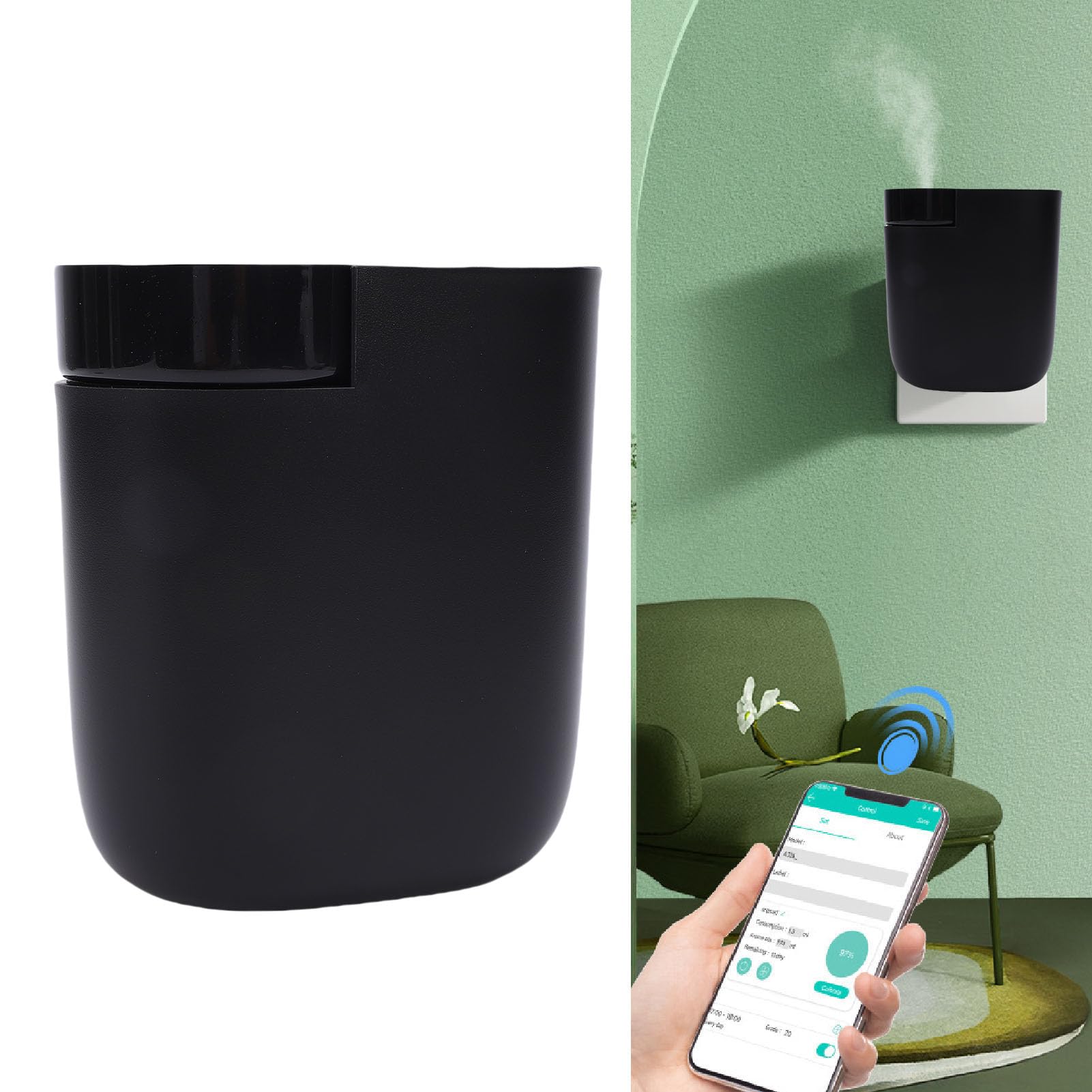 Tnfeeon Difusor de Aceite a Pilas, Difusor de Aceite Esencial sin Agua de Material PP Portátil con Control de Aplicación para el Hogar y el Coche (Enchufe de la UE)