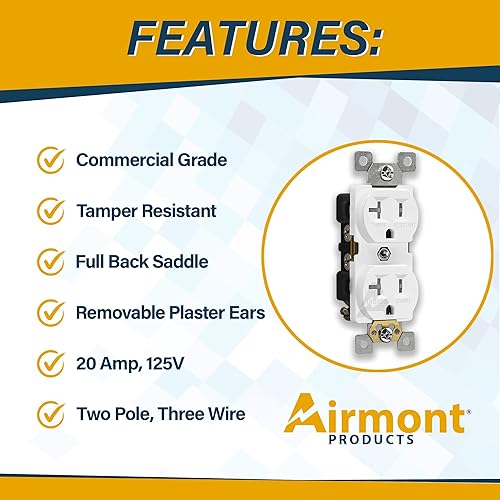 Miniatura 5 de Kit de caja de salida, incluye caja eléctrica de metal estirado de 4 x 4 pulgadas, 2 salidas de receptáculo dúplex de 20 amperios resistentes a