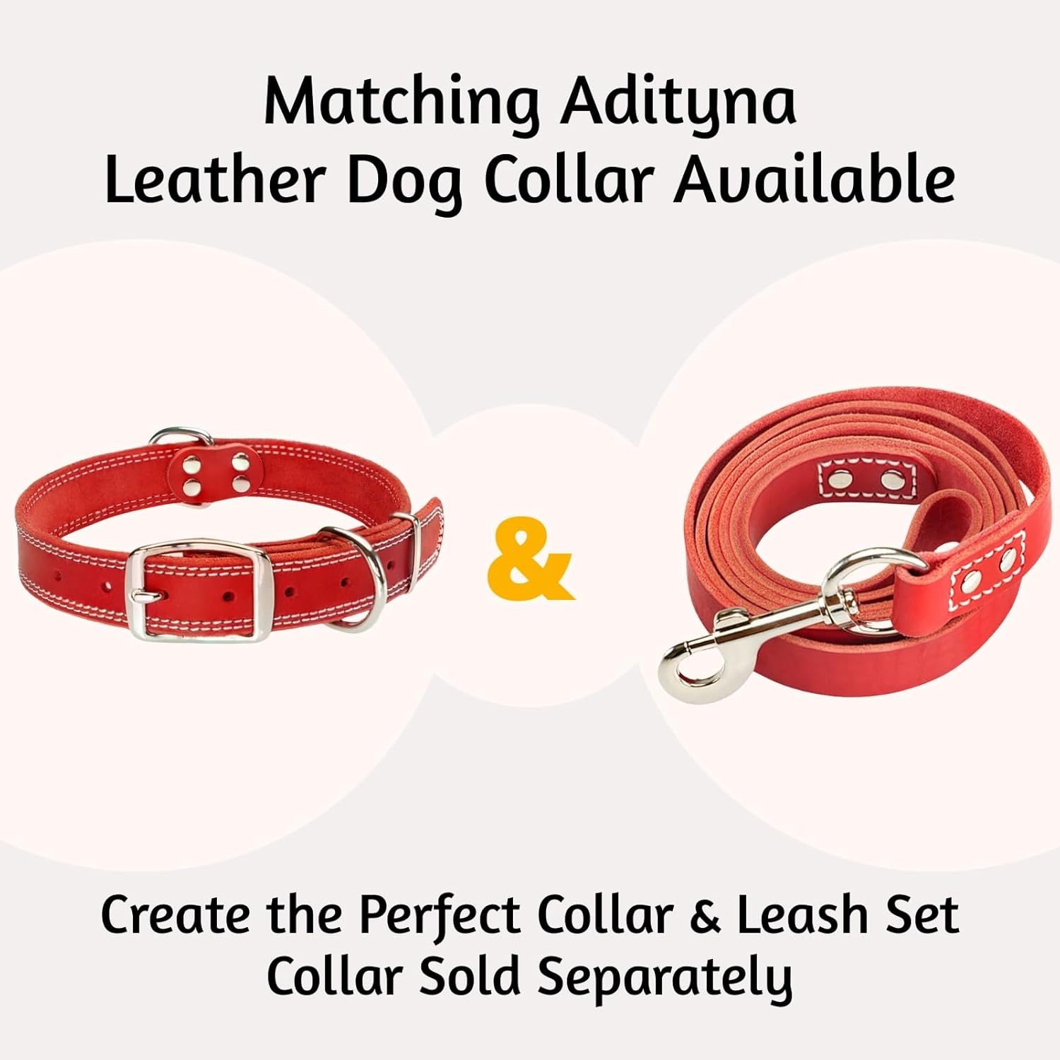 ADITYNA Heavy Duty Leather Dog Leash 6 ft x 1" - Strong, Soft Training Lead for Large & Extra Large Breeds (Red, XL - 6 ft x 1 inch)
