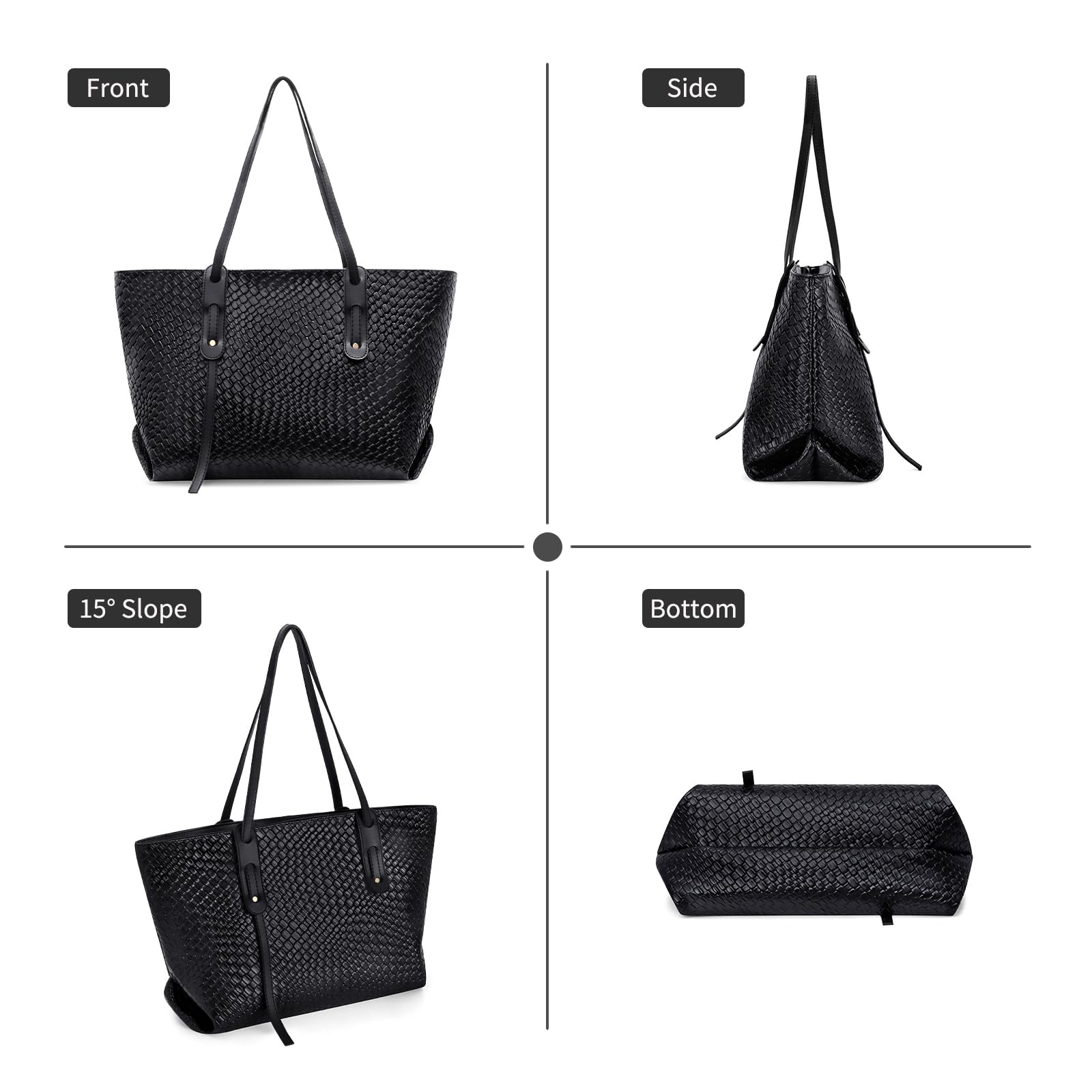 SENDEFN Borse Tote Donna, Borsa a Spalla Donna con Cerniera, Grandi Capacità Borse Shopper, Tote Bag Impermeabile in Pelle Vegana per Lavoro, Ufficio, Spesa, Scuola e Viaggio