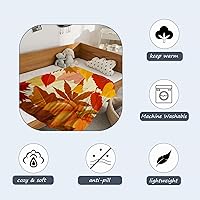 Vista 5 de Neatee Living Manta decorativa de otoño pequeña para niños, manta naranja de Acción de Gracias, calabaza de otoño para niñas y niños, ligera