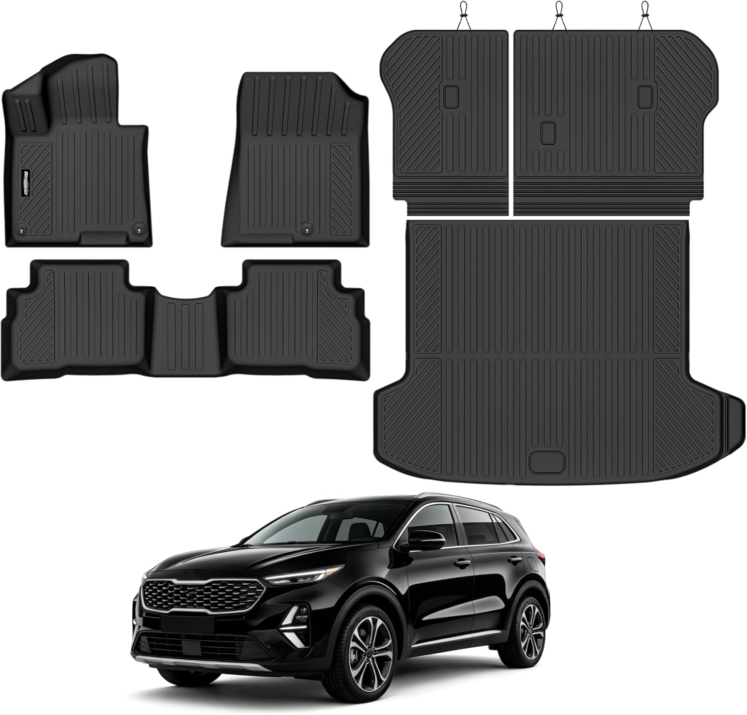 Floor Mats for 2007-2014 Ford Edge/2007-2015 Lincoln MKX, Trunk Mat and Backrest Mat All Weather TPE Protector for Ford Edge Accessories