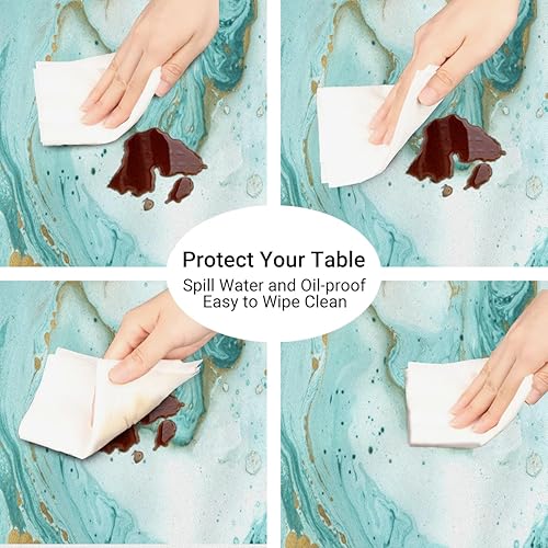 Vista 80 de cfpolar Mantel redondo ajustable de verano, hojas de palma tropical, borde elástico, mantel redondo lavable para uso en interiores y exteriores, se