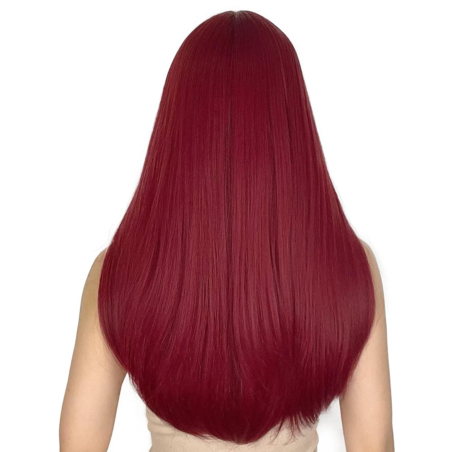 ENTRANCED STYLES Red Wigs for Women Long Straight Red Wig with Bangs Synthetic Burgundy Wig Colored Cosplay Wig for Girls Halloween Daily Party Use 22 Inch - Image 4
