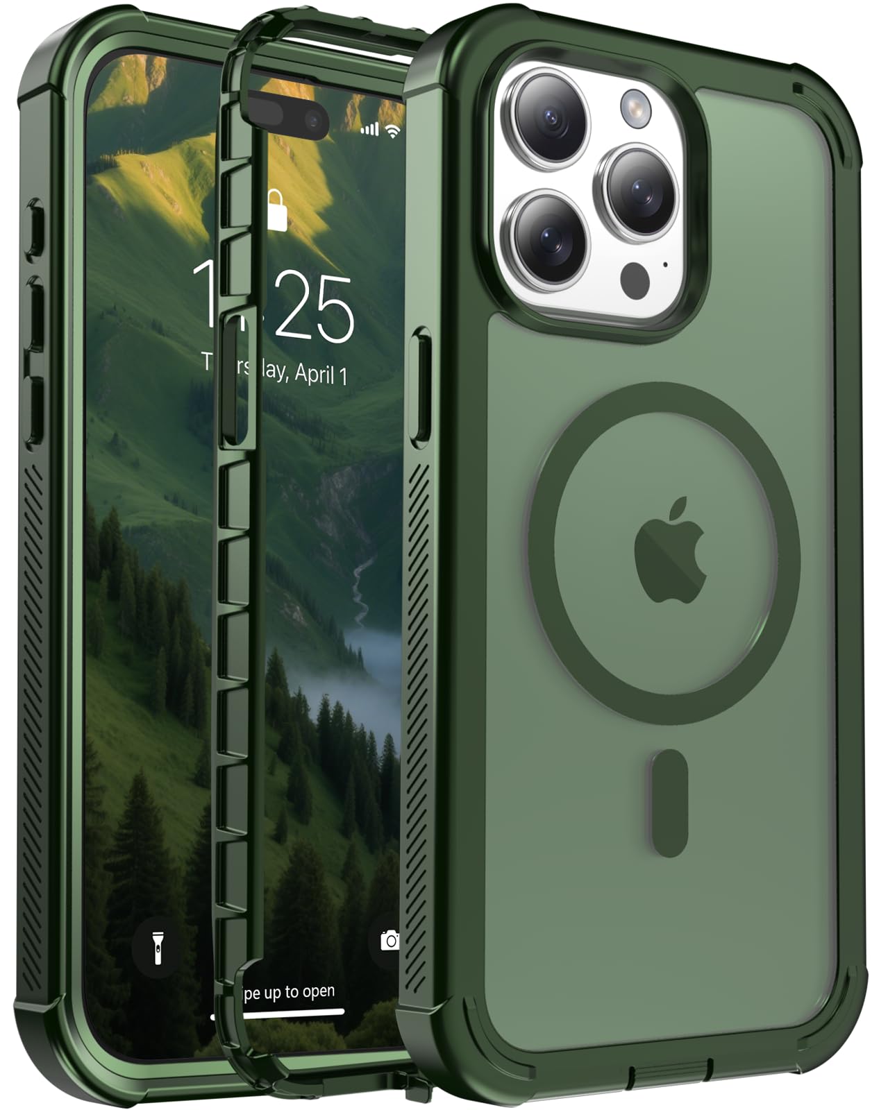 jaroco Magnetic for iPhone 15 Pro Max Case Heavy Duty Protection Army Green