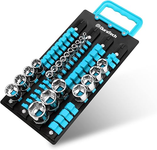 DURATECH Organizador de enchufes, soporte portátil de 48 piezas con asa, bandeja de enchufe de ABS para montaje en pared y carrito de herramientas,