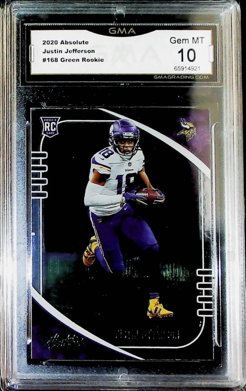 2020 Absolute Football Green Foil #168 Justin Jefferson RC Rookie Minnesota Vikings GMA 10 GEM MINT Official NFL Trading Card by Panini America