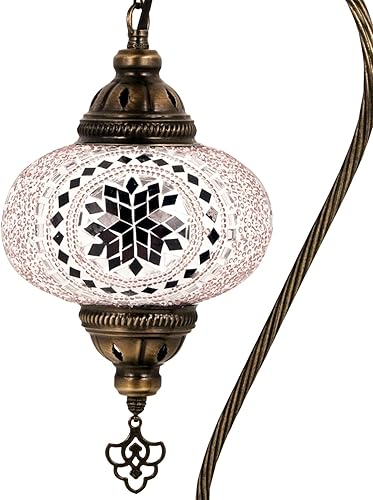 Miniatura 2 de Turkish Lamp Mosaic Table Lamps Turkish Moroccan Lamp with Bronze Base Handmade Swan Neck Tiffany Night Lamp Mosaic Glass Bedside Night Lamp with